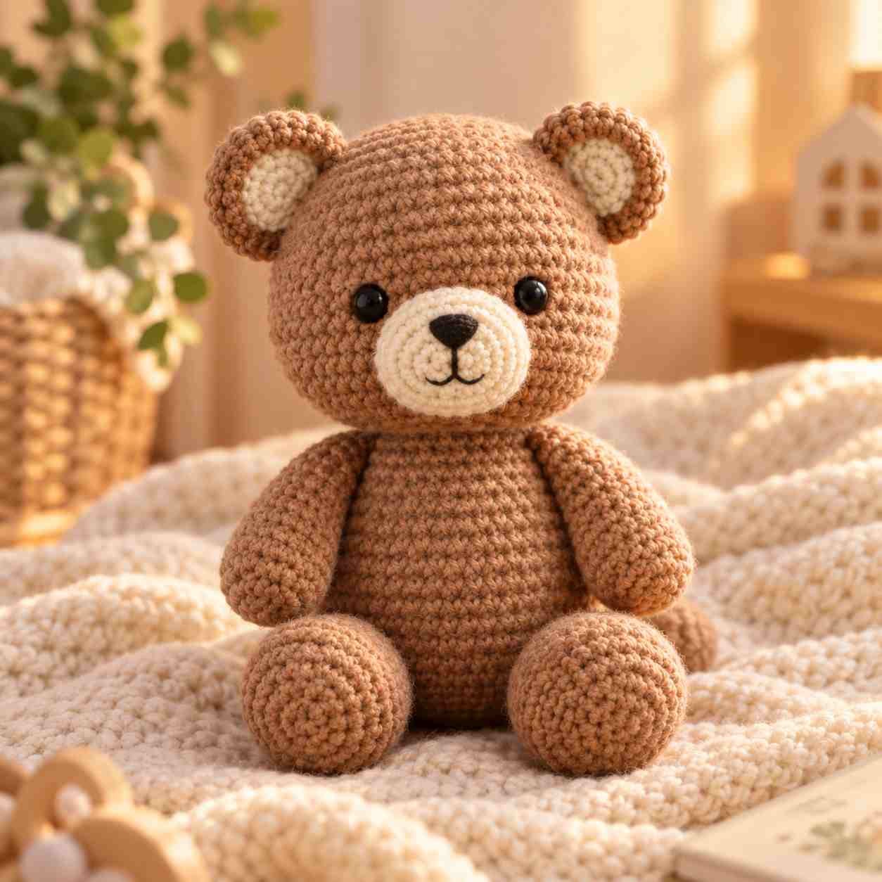 Free teddy bear crochet pattern - amigurumi bear sitting