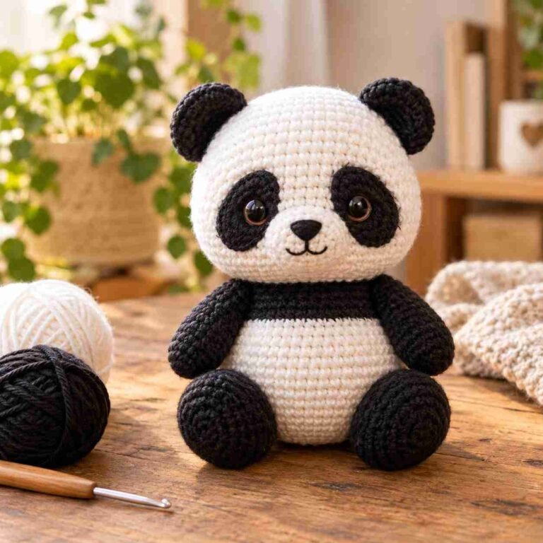 Free panda crochet pattern - amigurumi panda bear sitting